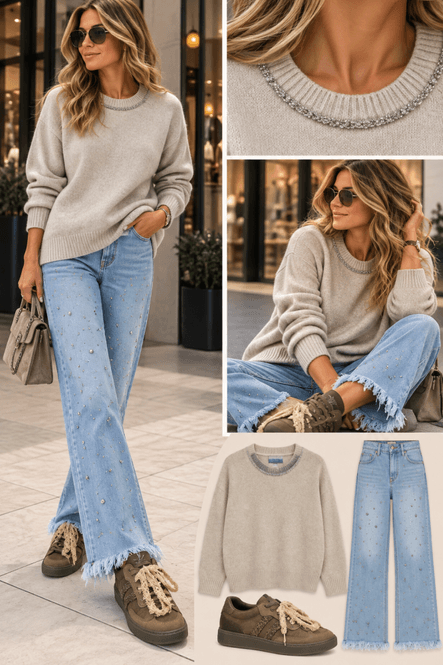 Hovedbilde Diamond neck beige