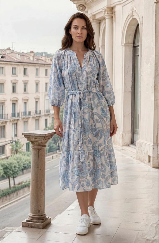 Paisley dress blå