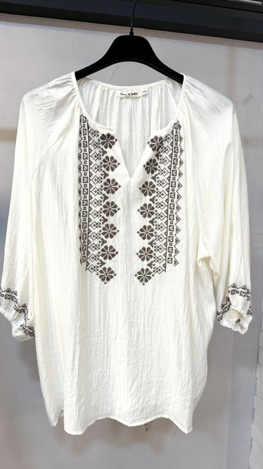 Hovedbilde Brodert bohem bluse med splitt hals
