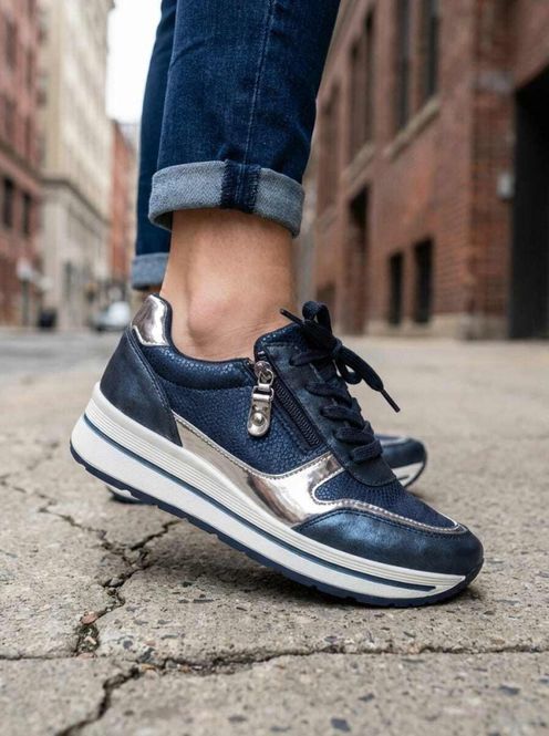Hovedbilde Blå sneakers med sølvdetaljer