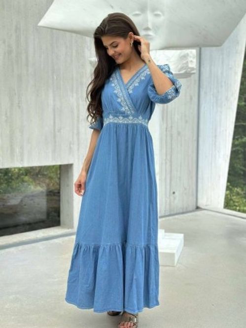 Hovedbilde Tarina Kjole Denim Lang