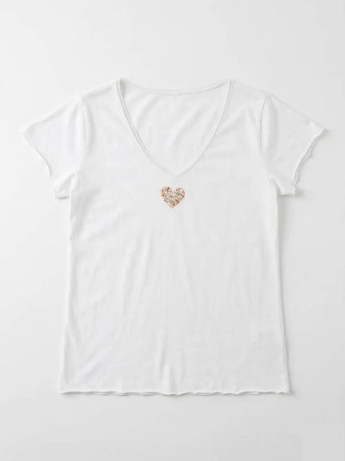 Hovedbilde T-shirt med hjerte hvit