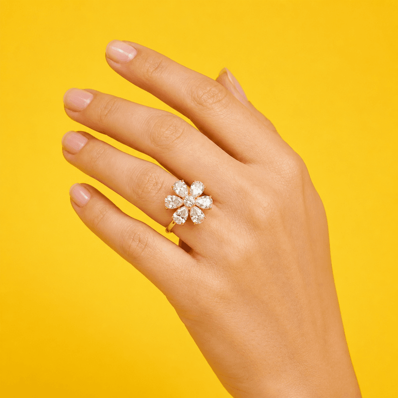 Stressring med blomst og strass